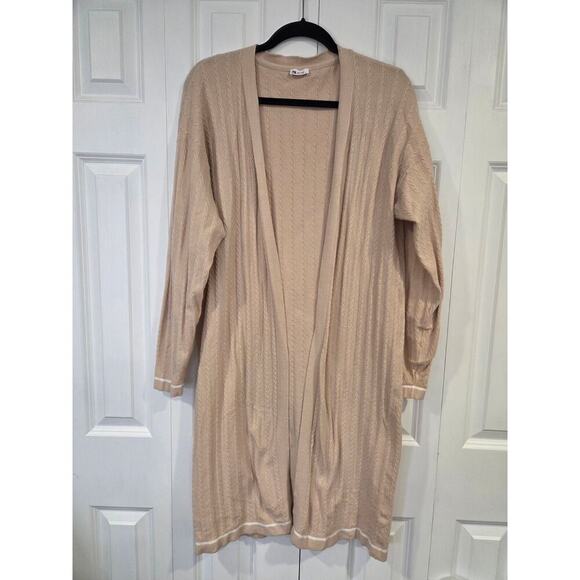 Zyia Cable Knit Clotilde Tan Maxi Length Cardigan Large - Picture 1 of 6